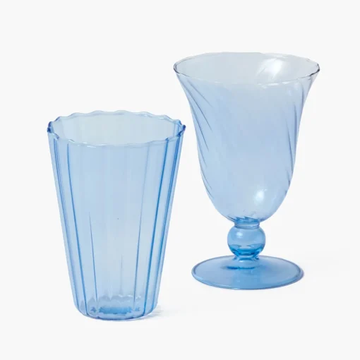 Glasses<Mrs. Alice Blue Fluted Water Glasses (Set of 4)