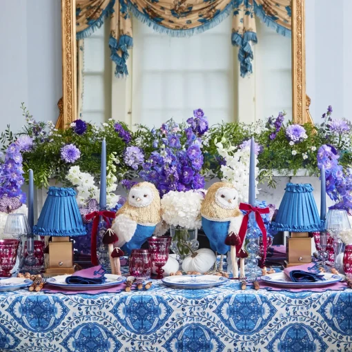 Lampshades<Mrs. Alice Blue Frilled Silk Lampshade (18cm)