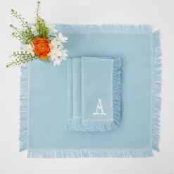 Napkins | Mrs. Alice Monogram<Mrs. Alice Blue Fringe Napkins (Set of 4)