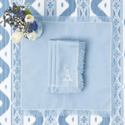 Napkins | Mrs. Alice Monogram<Mrs. Alice Blue Fringe Napkins (Set of 4)
