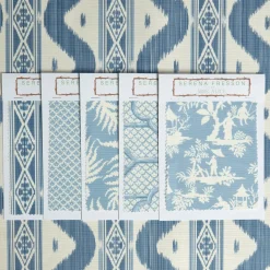 Serena Fresson Fabrics<Mrs. Alice Blue Ikat Stripe Fabric