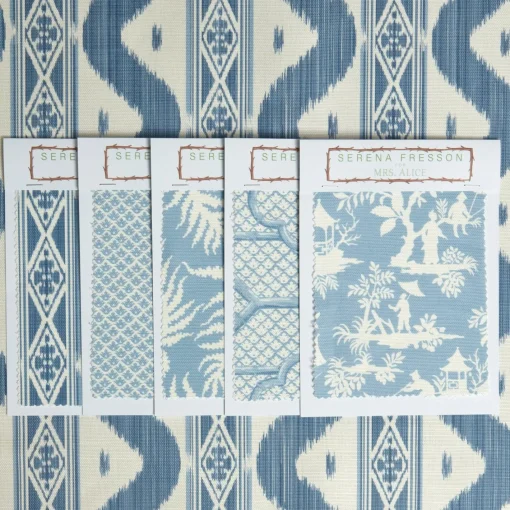 Serena Fresson Fabrics<Mrs. Alice Blue Ikat Stripe Fabric