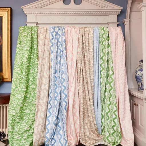 Serena Fresson Fabrics<Mrs. Alice Blue Ikat Stripe Fabric