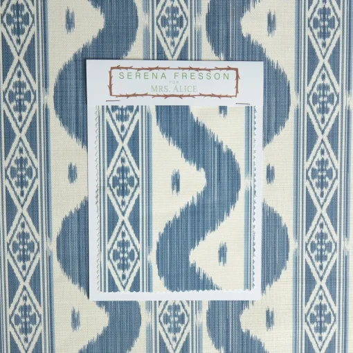 Serena Fresson Fabrics<Mrs. Alice Blue Ikat Stripe Fabric