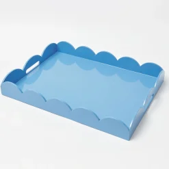 Trays | For Her<Mrs. Alice Blue Lacquer Scalloped Tray