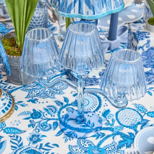 Candle Holders | Pagodas & Lanterns<Mrs. Alice Blue Lantern Tealight Candleabra