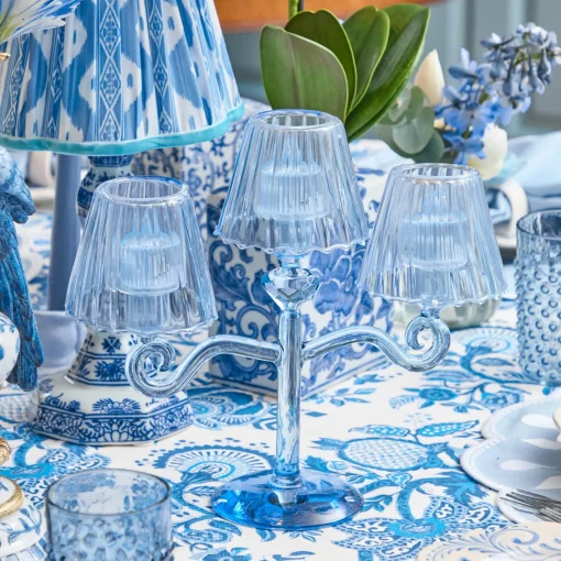 Candle Holders | Pagodas & Lanterns<Mrs. Alice Blue Lantern Tealight Candleabra