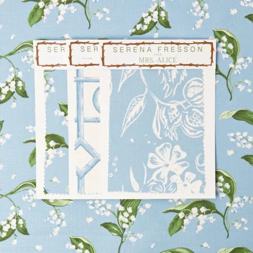 Serena Fresson Fabrics<Mrs. Alice Blue Lily of the Valley Fabric