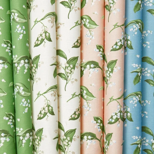 Serena Fresson Fabrics<Mrs. Alice Blue Lily of the Valley Fabric