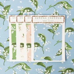 Serena Fresson Fabrics<Mrs. Alice Blue Lily of the Valley Fabric