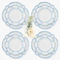 Crockery Sets<Mrs. Alice Blue Melamine Bamboo Dinner & Starter Plates (Set of 8)
