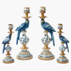 Summer Candleware | Candles<Mrs. Alice Blue Parrot Candle Holder Set