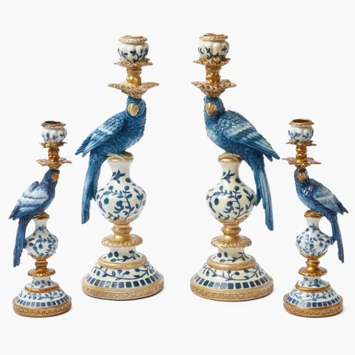 Summer Candleware | Candles<Mrs. Alice Blue Parrot Candle Holder Set