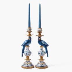 Summer Candleware | Candles<Mrs. Alice Blue Parrot Candle Holder Set