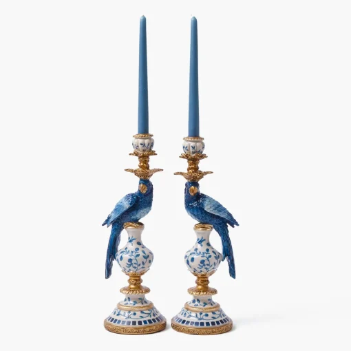 Summer Candleware | Candles<Mrs. Alice Blue Parrot Candle Holder Set