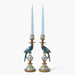 Summer Candleware | Candles<Mrs. Alice Blue Parrot Candle Holder Set