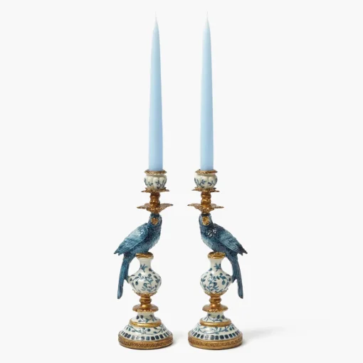 Summer Candleware | Candles<Mrs. Alice Blue Parrot Candle Holder Set