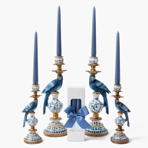 Summer Candleware | Candles<Mrs. Alice Blue Parrot Candle Set (Dusty Blue)