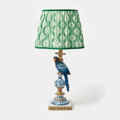 Corded Table Lamps<Mrs. Alice Blue Parrot Lamp with Green Ikat Shade (30cm)