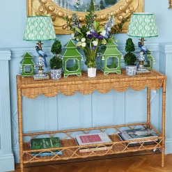 Corded Table Lamps<Mrs. Alice Blue Parrot Lamp with Green Ikat Shade (30cm)