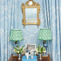 Corded Table Lamps<Mrs. Alice Blue Parrot Lamp with Green Ikat Shade (30cm)