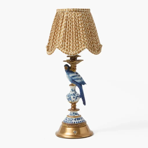 Rechargeable Table Lamps | Summer Lighting<Mrs. Alice Blue Parrot Rechargeable Lamp with Caramel Lotus Deep Scalloped Shade (18cm)
