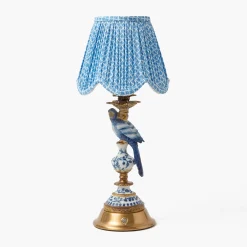 Rechargeable Table Lamps | Summer Lighting<Mrs. Alice Blue Parrot Rechargeable Lamp with Blue Lotus Deep Scallop Shade (18cm)