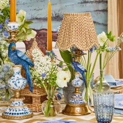 Rechargeable Table Lamps | Summer Lighting<Mrs. Alice Blue Parrot Rechargeable Lamp with Caramel Lotus Deep Scalloped Shade (18cm)