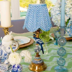 Rechargeable Table Lamps | Summer Lighting<Mrs. Alice Blue Parrot Rechargeable Lamp with Blue Lotus Deep Scallop Shade (18cm)