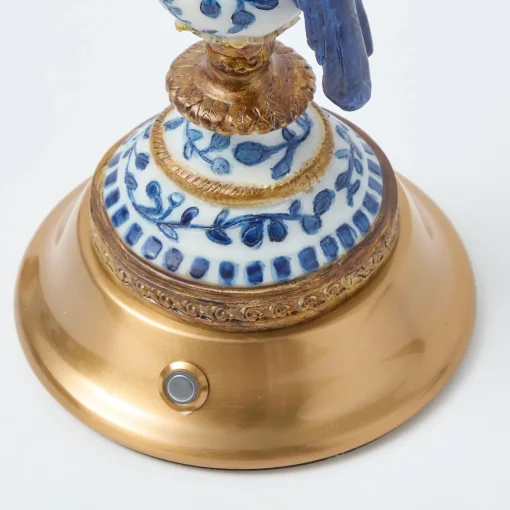 Rechargeable Table Lamps | Summer Lighting<Mrs. Alice Blue Parrot Rechargeable Lamp with Caramel Lotus Deep Scalloped Shade (18cm)