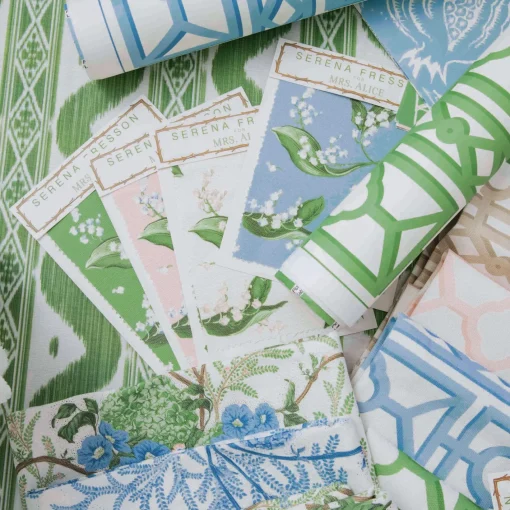 Serena Fresson Fabrics<Mrs. Alice Blue Pavilion Fabric
