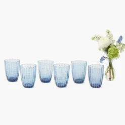 Summer Glassware | Glasses<Mrs. Alice Blue Speckle Water Glasses (Set of 6)