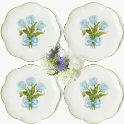 Summer Crockery | Dinner Plates<Mrs. Alice Blue Tulip Dinner Plates (Set of 4)