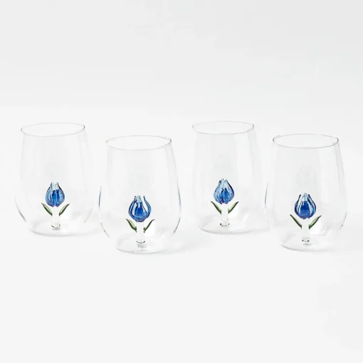 Glasses<Mrs. Alice Blue Tulip Glasses (Set of 4)