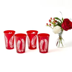 Glasses<Mrs. Alice Brigitte Red Garland Engraved Water Glass (Set of 4)