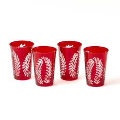 Glasses<Mrs. Alice Brigitte Red Garland Engraved Water Glass (Set of 4)