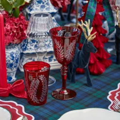 Glasses<Mrs. Alice Brigitte Red Garland Engraved Water Glass (Set of 4)