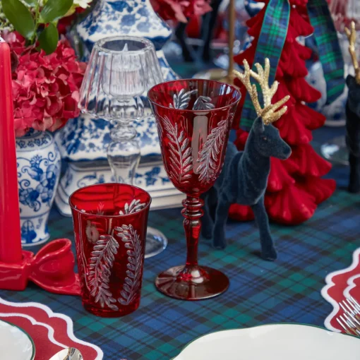 Glasses<Mrs. Alice Brigitte Red Garland Engraved Water Glass (Set of 4)