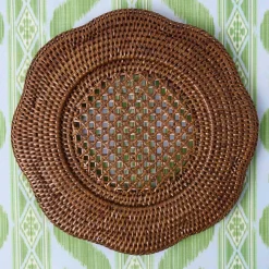 Summer Table Linen | Placemats<Mrs. Alice Brown Scalloped Rattan Charger Plates (Set of 4)