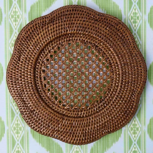 Summer Table Linen | Placemats<Mrs. Alice Brown Scalloped Rattan Charger Plates (Set of 4)