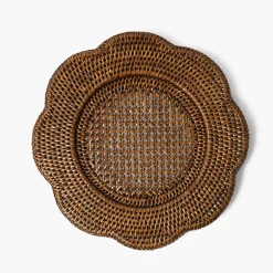 Summer Table Linen | Placemats<Mrs. Alice Brown Scalloped Rattan Charger Plates (Set of 4)