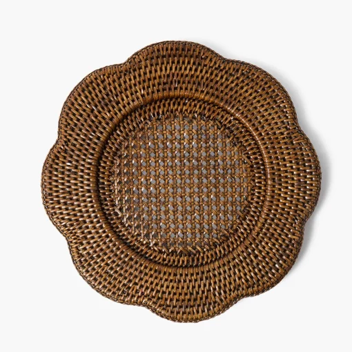 Summer Table Linen | Placemats<Mrs. Alice Brown Scalloped Rattan Charger Plates (Set of 4)