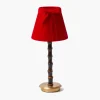Rechargeable Table Lamps<Mrs. Alice Burnt Bamboo Rechargeable Lamp with Red Velvet Bow Shade (18cm)