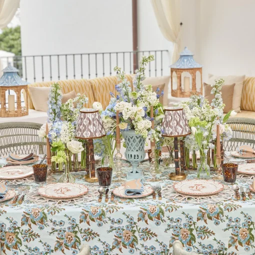 Rechargeable Table Lamps | Summer Lighting<Mrs. Alice Burnt Bamboo Rechargeable Lamp with Chocolate Ikat Shade (18cm)