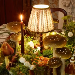 Rechargeable Table Lamps<Mrs. Alice Burnt Bamboo Rechargeable Lamp with Chocolate & Olive Lotus Shade (18cm)