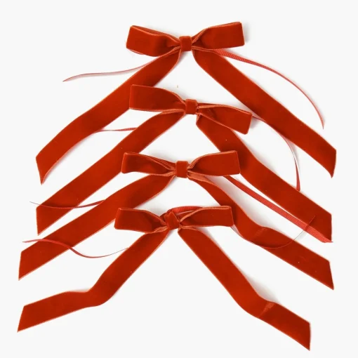 Napkin Rings & Bows<Mrs. Alice Burnt Orange Velvet Bows (Set of 4) - 20cm