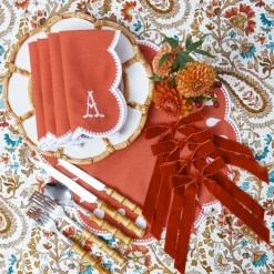 Napkin Rings & Bows<Mrs. Alice Burnt Orange Velvet Bows (Set of 4) - 20cm