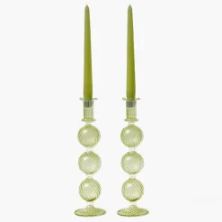 Summer Glassware | Summer Candleware<Mrs. Alice Camille Olive Candle Holder (Pair)