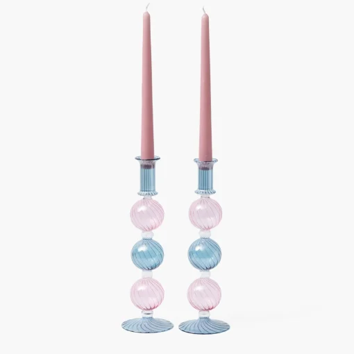Candle Holders<Mrs. Alice Camille Pink & Blue Candle Holder (Pair)