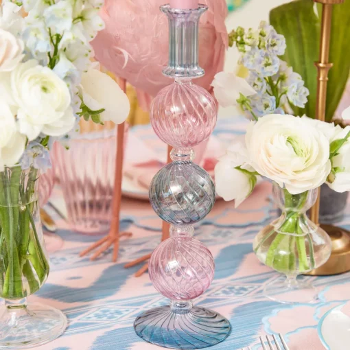 Candle Holders<Mrs. Alice Camille Pink & Blue Candle Holder (Pair)